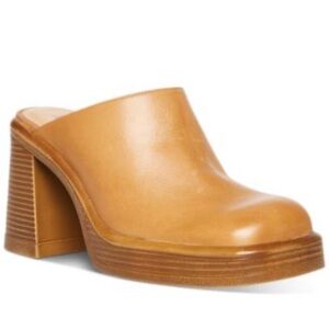 Women's Tan Block Heel Mules